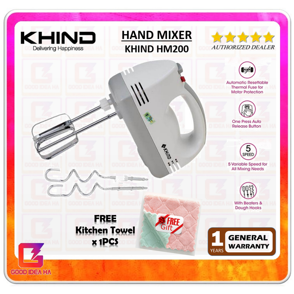 *FREE KITCHEN TOWEL* Khind Hand Mixer (160W) HM200