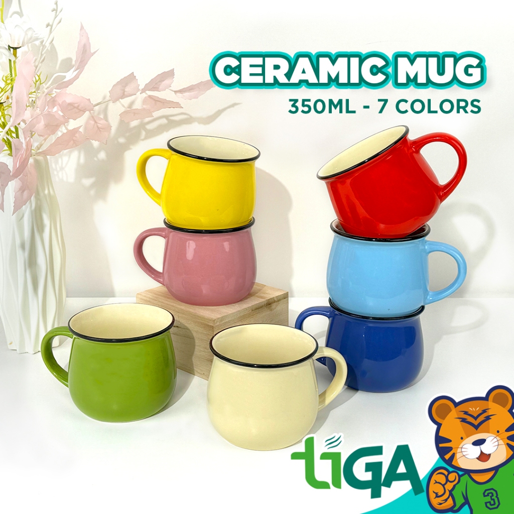 TIGA 350ml Ceramic Mug Coffee Cup Water Cup Milk Cup Cute Cartoon Cup Macaron Cup Birthday Gift | Keramik Cawan_KC20008