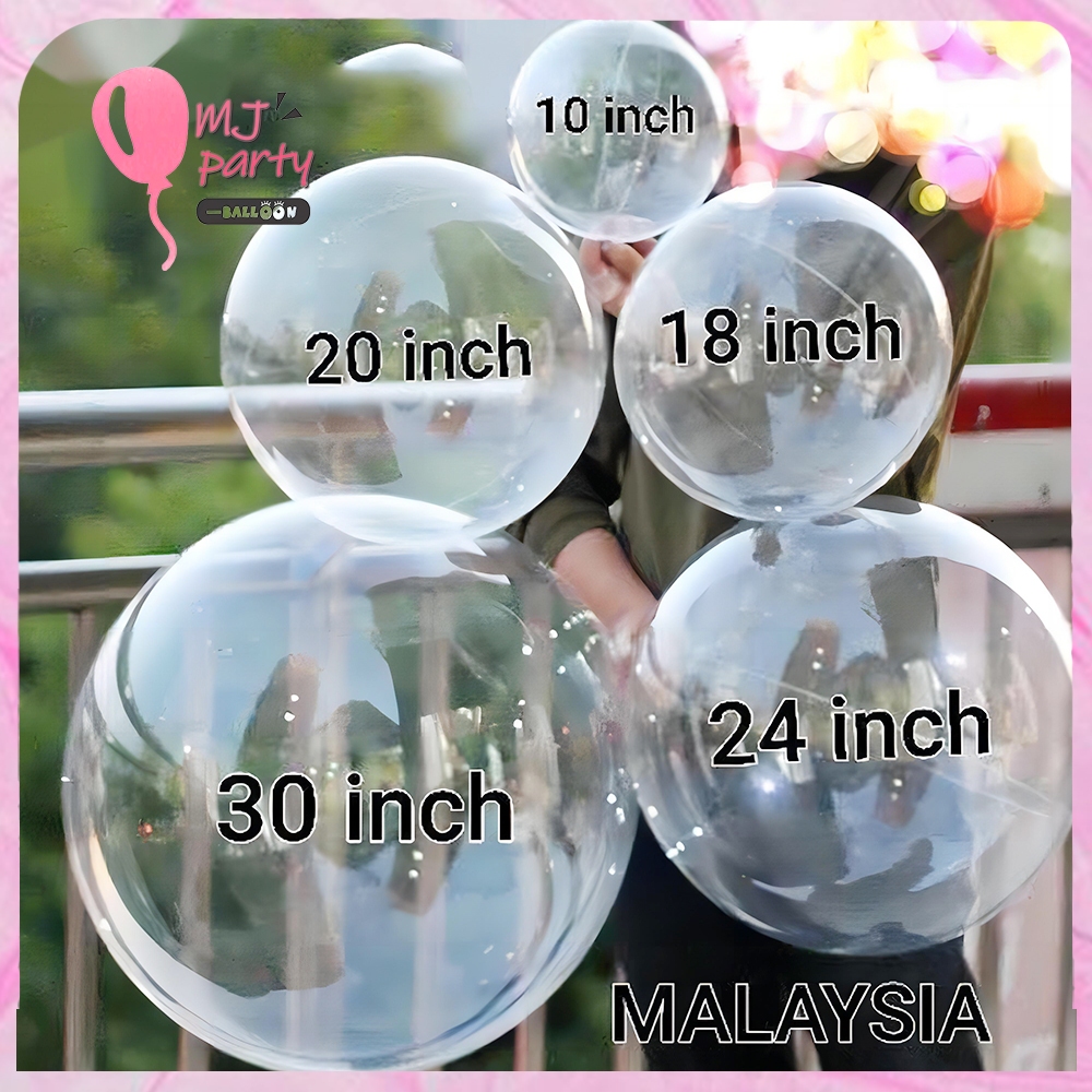 Balloon Bobo Transparent Oval (8/12/16/20/24/36")