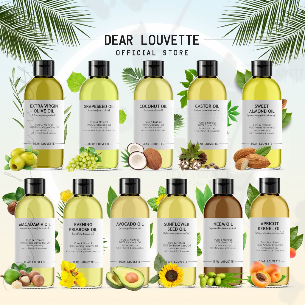 100% Pure Cold Pressed Carrier Oil Sweet Almond Coconut Grapeseed Avocado Castor Macadamia Olive Oil Massage Hair Oil