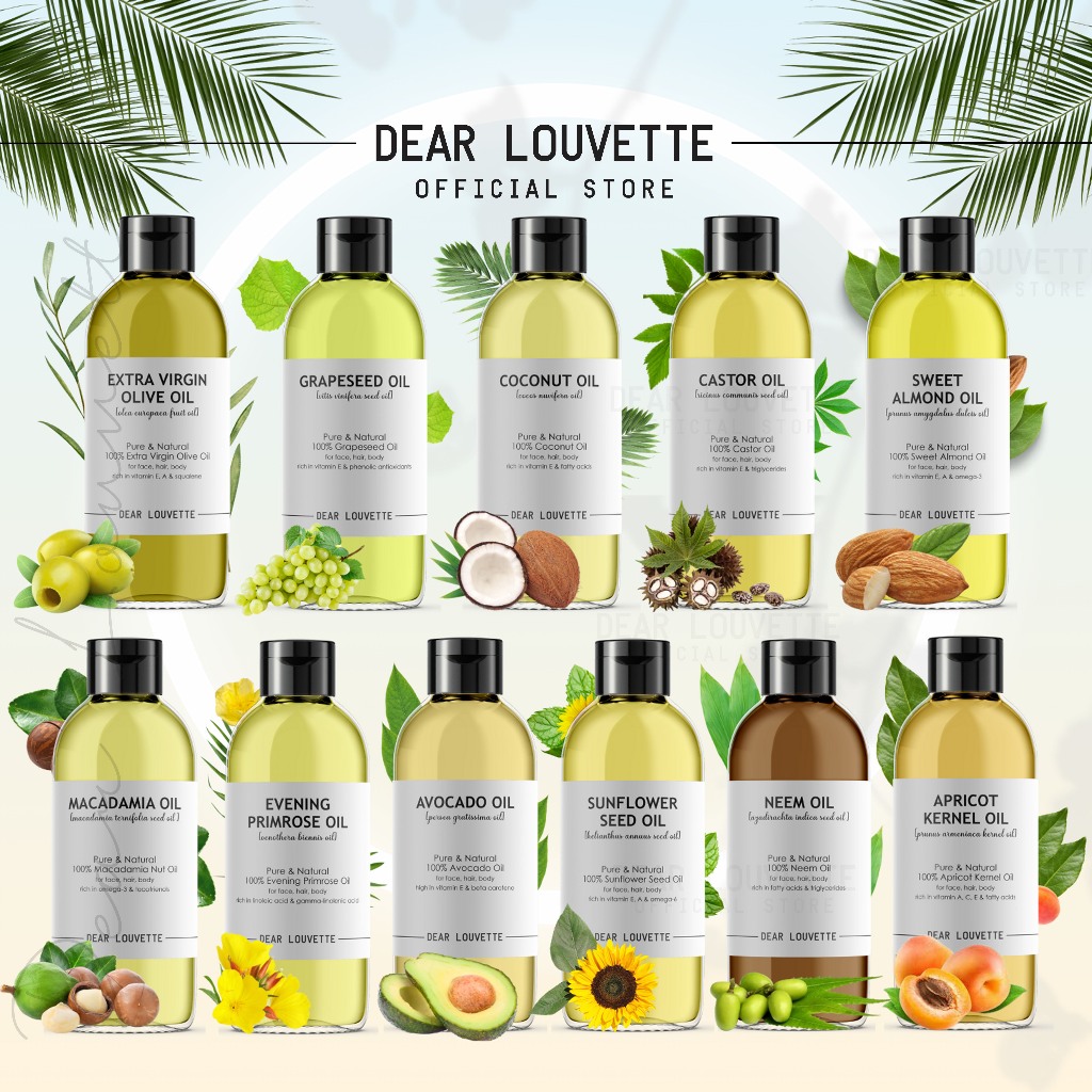 100% Pure Cold Pressed Carrier Oil Sweet Almond Coconut Grapeseed Avocado Castor Macadamia Olive Oil Massage Hair Oil