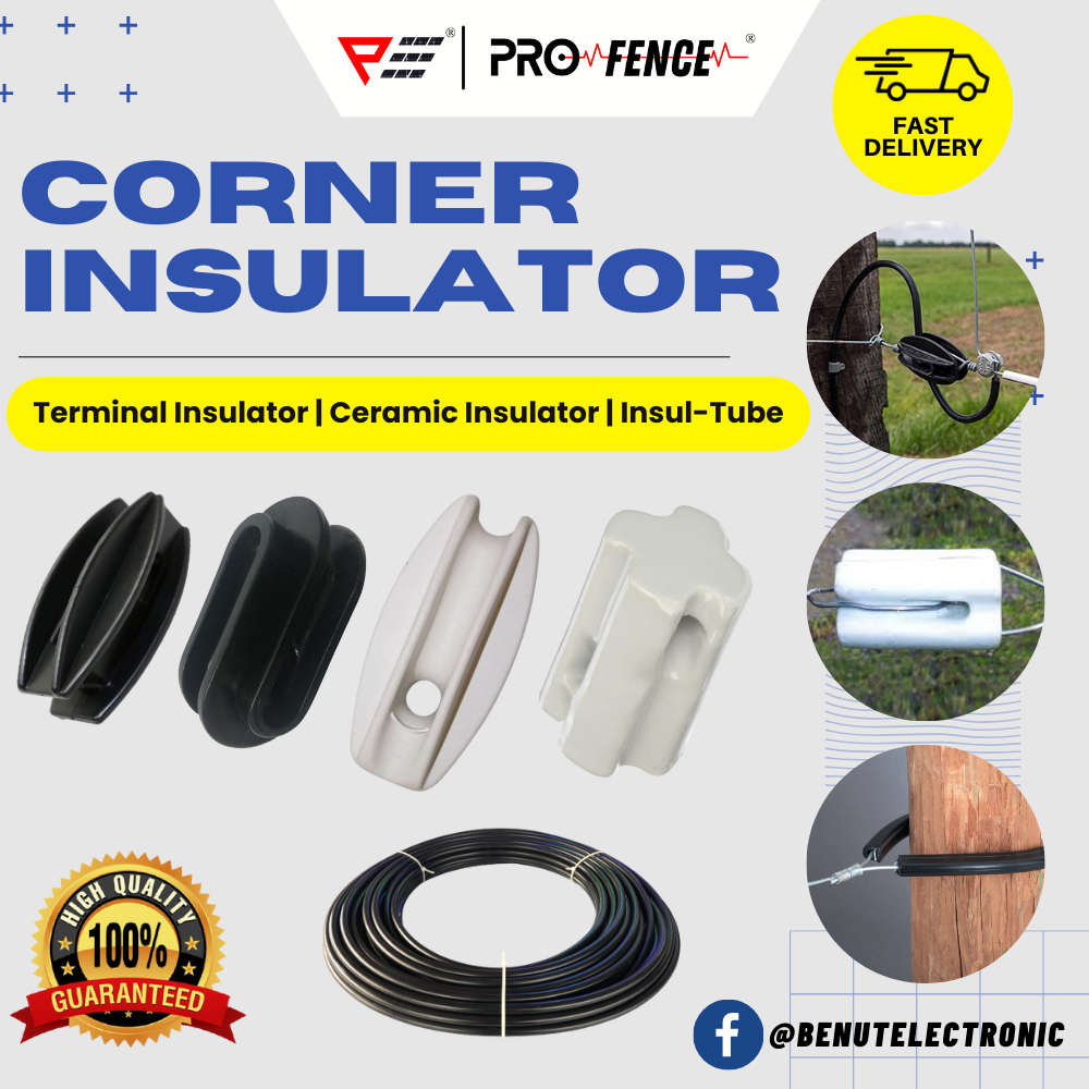 Electric Fence Insulator Corner Insulator Terminal End Strain Ceramic Polywire Aluminium Wire Penebat Pagar Elektrik