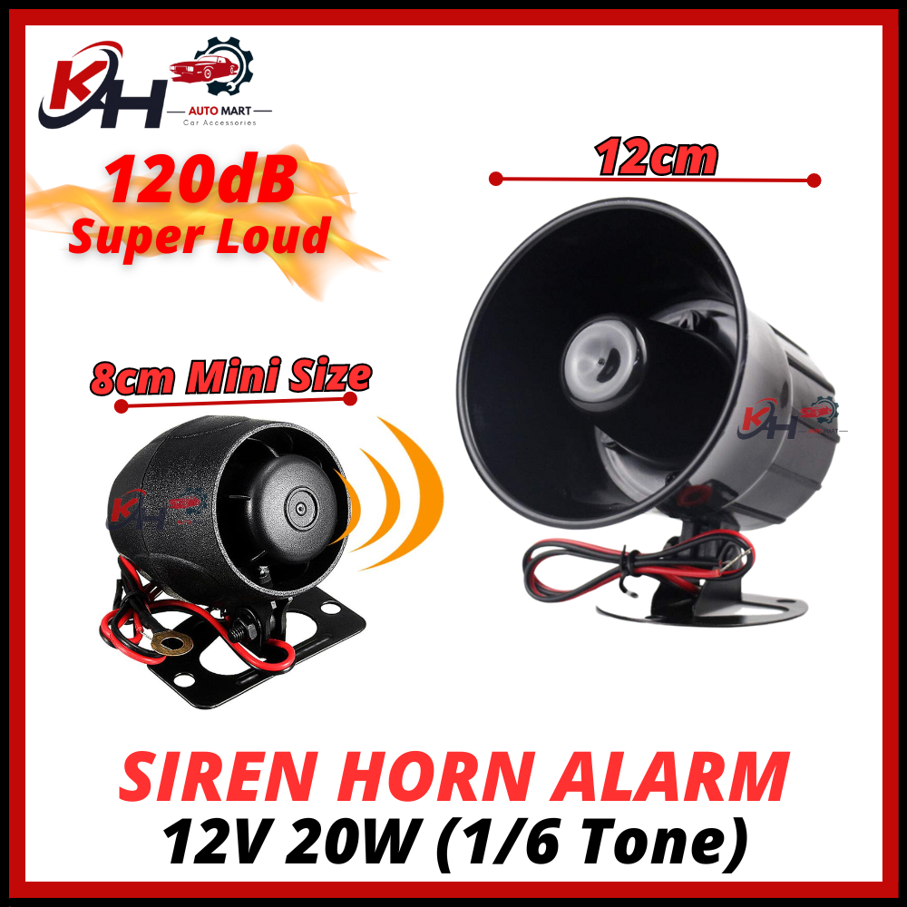 SUPER LOUD 12V SIREN 1 Tone / 6 Tone 20 WATT Security Alarm System Universal Bunyi Kereta High Quality Proton Perodua