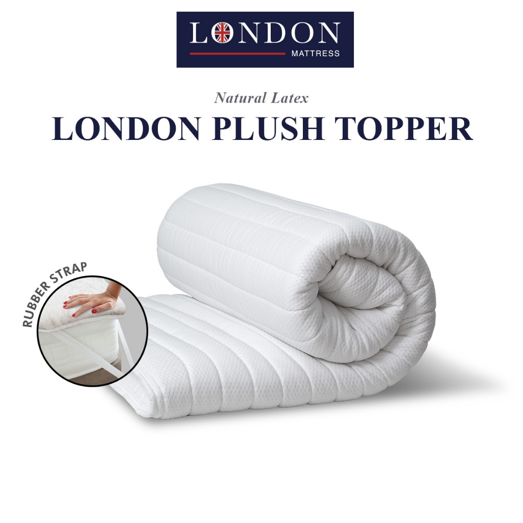 London Mattress | Natural Latex Plush Rubber Strap Mattress Topper- Single/Super Single/Queen/King (Pelapik Tilam)