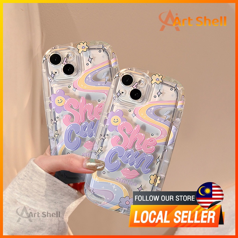 For iPhone case 15 Pro Max 11 13 She Can casing 12 14 XR X Xs Max shockproof anti-drop clear 7 8 Plus Silicone Soap Phon