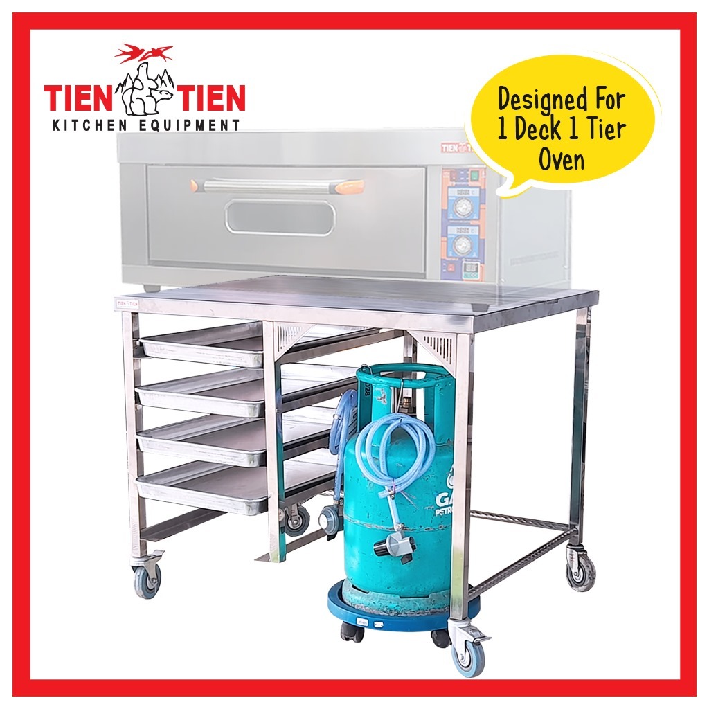 TIEN TIEN Stainless Steel Oven Stand with Cooling Rack for Deck Oven Meja Oven Gas Industri