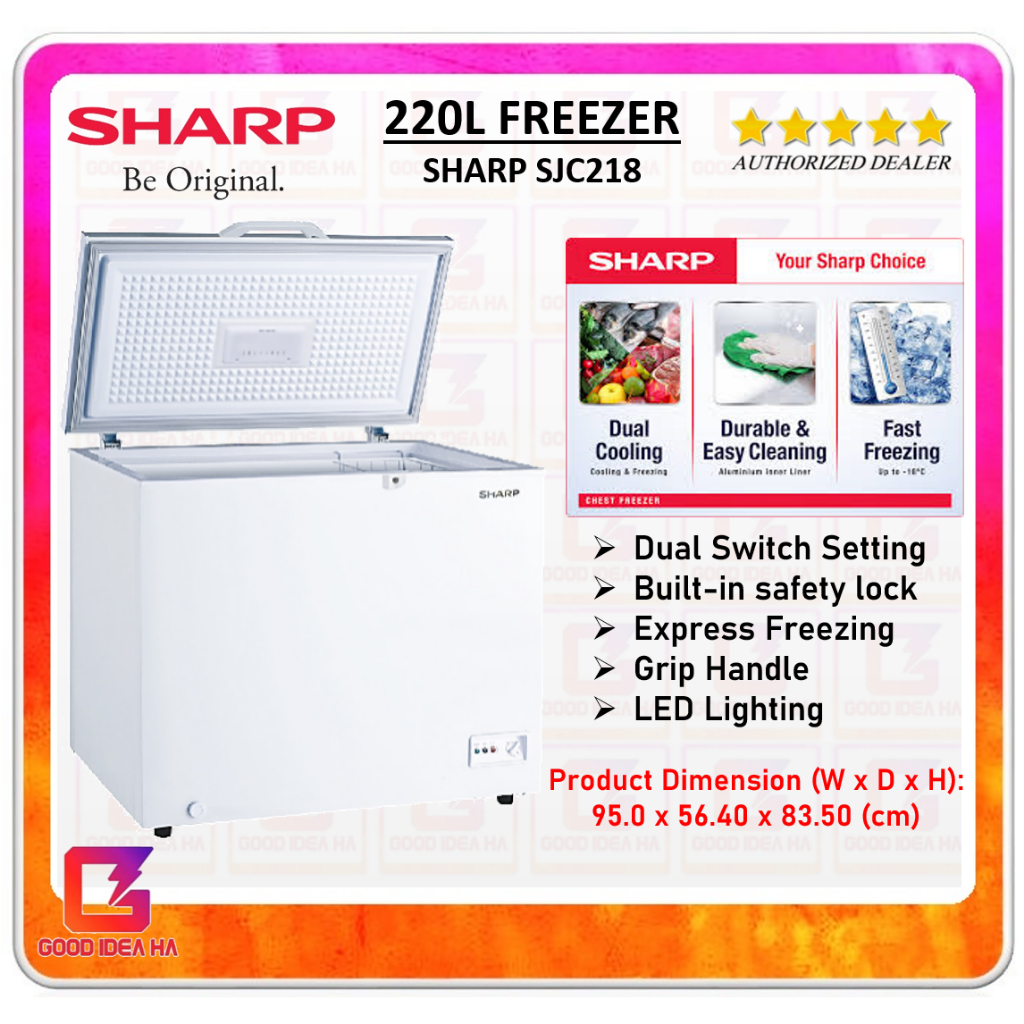 Sharp (SJC-218 / SJC218) Chest Freezer 220L Dual Cooling Mode (Fridge / Freezer)