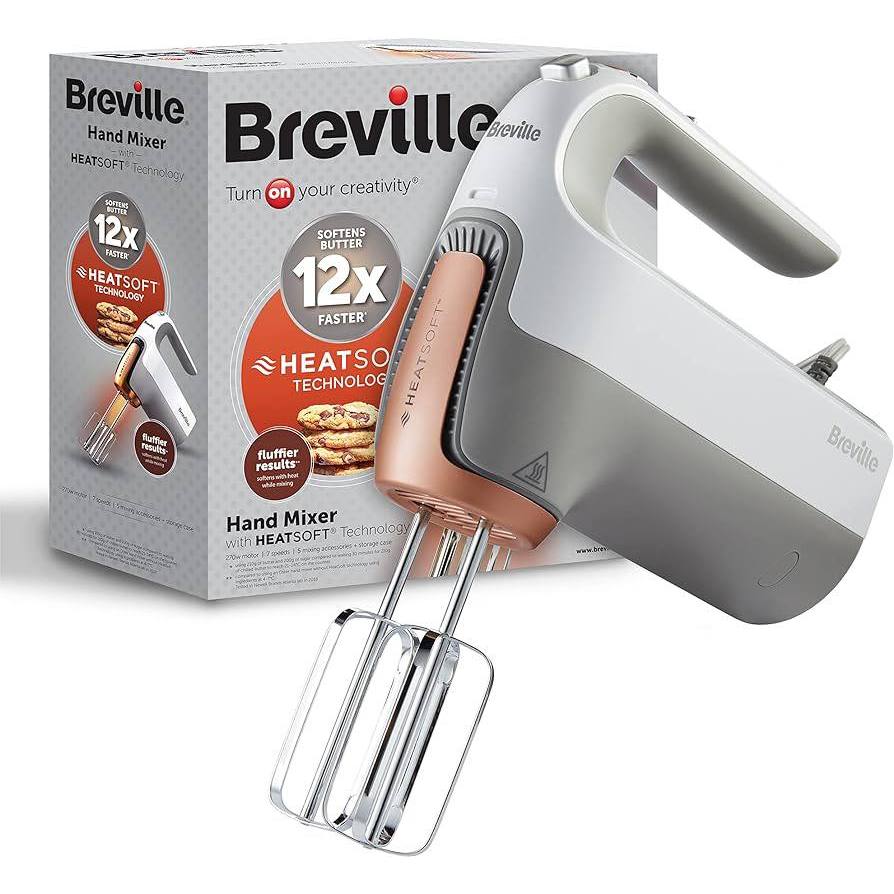 Breville HeatSoft Electric Hand Mixer | Warms Butter for Better Results | 7 Speed Hand Whisk with Powerful 270W Motor