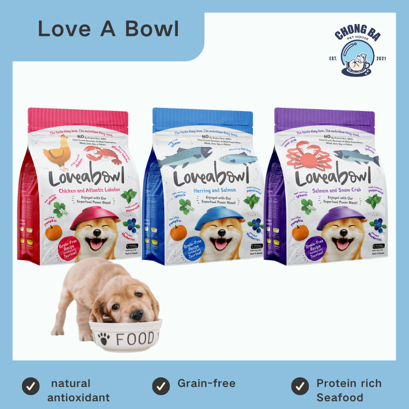 Love a bowl Grain Free Dry Dog Food 1.4kg | Complete Diet, Kibbles, Herring Salmon Chicken Lobster Snow Crab