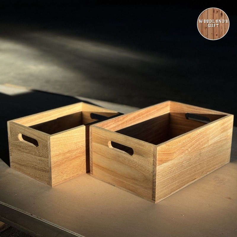 Solid wood decorative box storage with handle hole /收纳盒/ kotak kayu deco