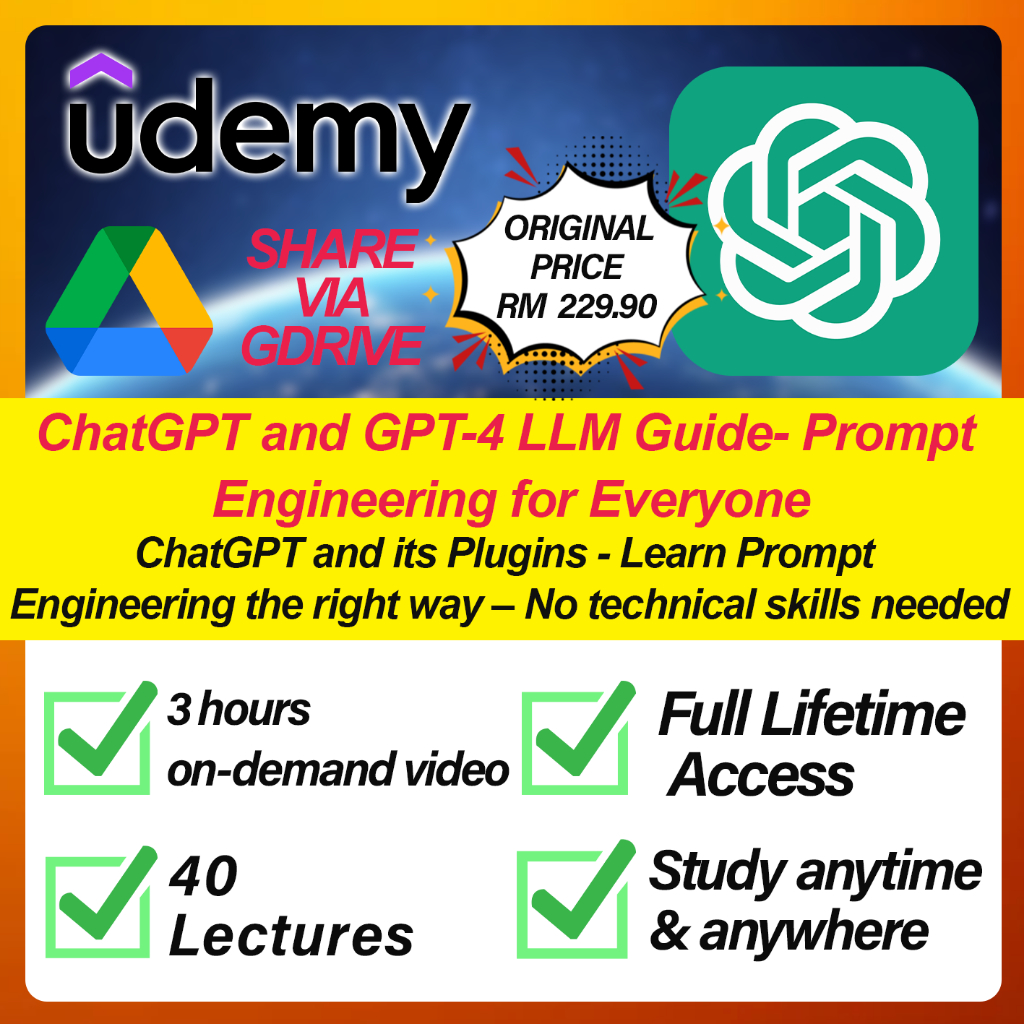 [ Video Course ] ChatGPT and GPT-4 LLM Guide- Prompt Engineering for Everyone 📕 5 hours on-demand video 📕