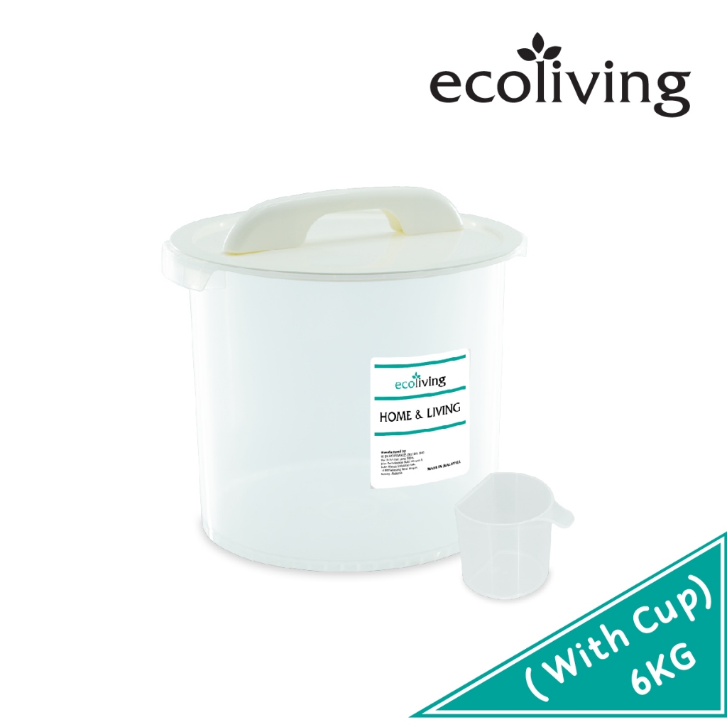 ECO LIVING 6,12KG Plastic Rice Bucket W/Measuring Cup,Rice Storage Container,Bekas Beras,E-226,E-215