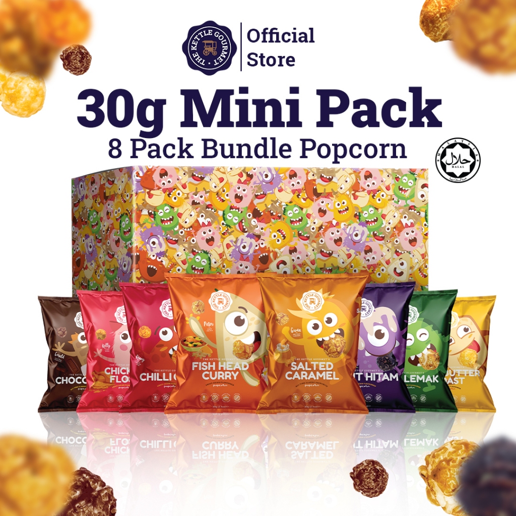 The Kettle Gourmet Popcorn Unique Flavours Gift Set (Assortment of 8 Unique Flavours x 30g)