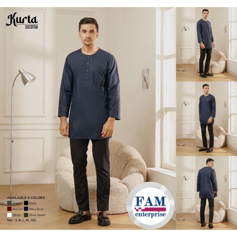 KURTA LELAKI DEWASA (Tanpa Kolar) ROUND NECK MATERIAL COTTON With SIDE POCKET