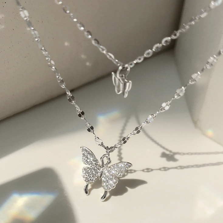 S925 Two-Layered Diamond Butterfly | Mariposa Necklace