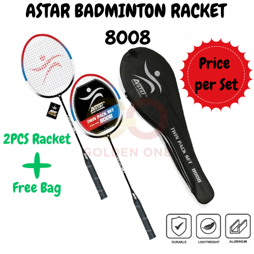 Astar Badminton Racket Set 8008/1000/2000/3000 羽毛球拍/Outdoori 2PCS/1PCS