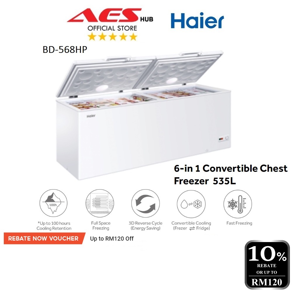 CAN SETUP Haier Chest Freezer 535L Peti Freezer Murah Deep Freezer Beku Frezer Freezer Frozen Food 冷藏箱 BD-568HP