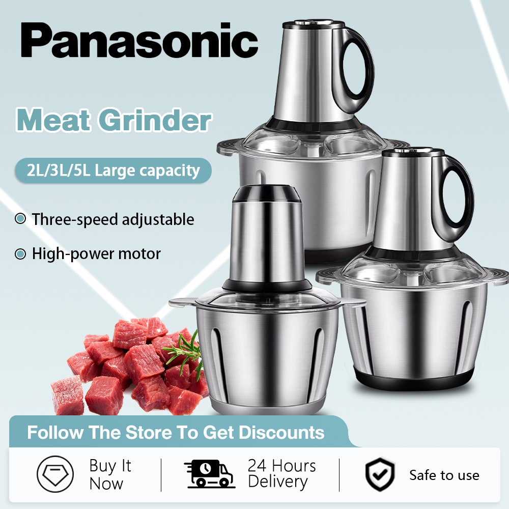 Panasonic Chopper Blender Stainless Steel Electric Food Chopper Meat Grinder Machine Mixer Food Processor 2L/3L/5L