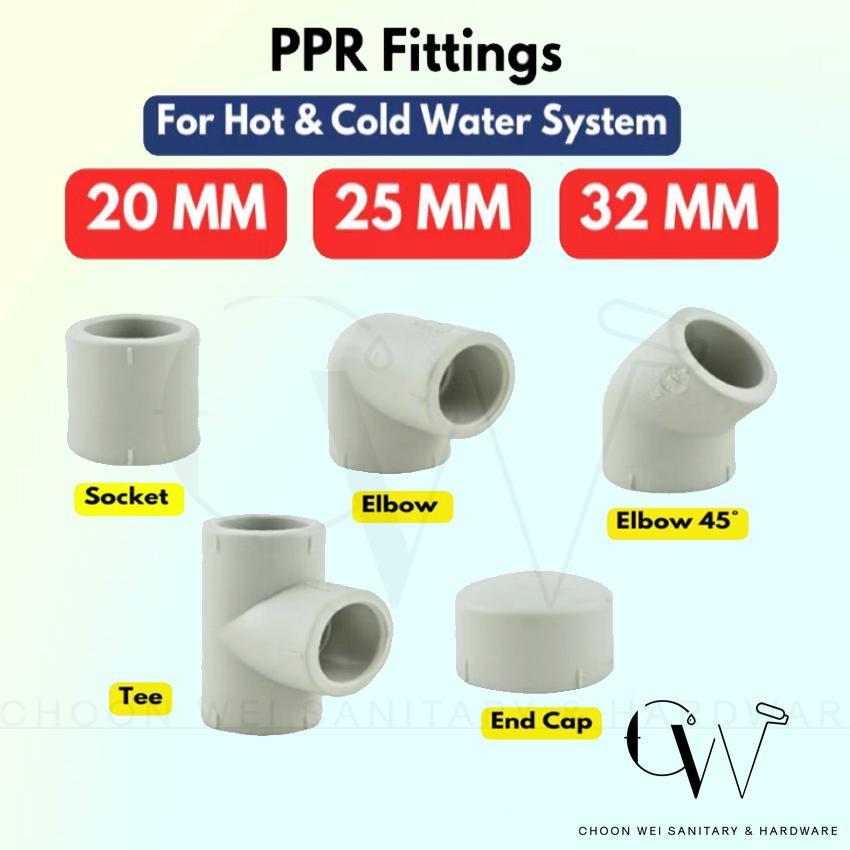 PPR Fitting /Hot & Cold Water /20MM 25MM 32MM /Socket /Elbow /Elbow 45* /Tee /End Cap