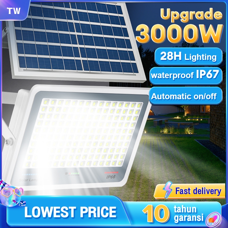 Ready Stock Lampu Solar Light Outdoor Lighting Waterproof IP67 1200W Lampu LED Solar Spotlight With Solar Panel