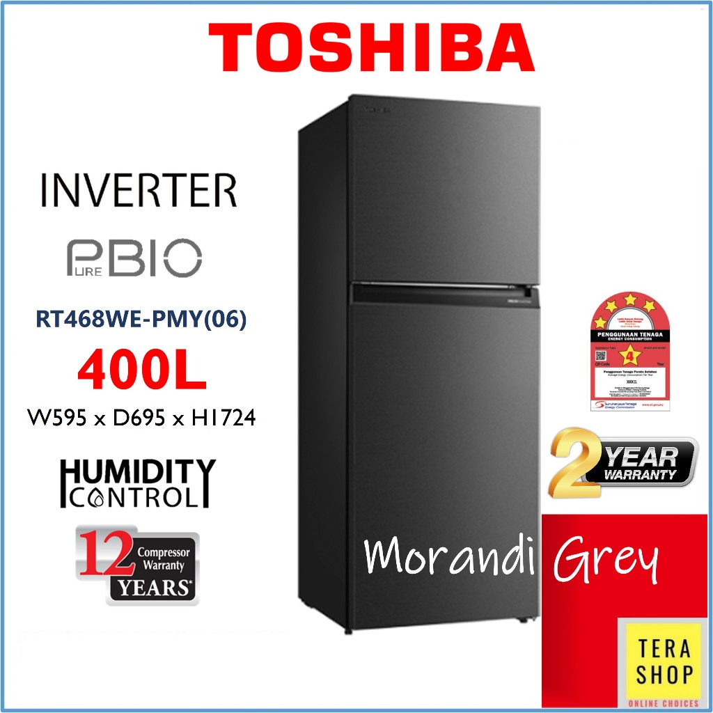 Toshiba RT468 Inverter 400L Fridge 2 Doors Refrigerator Peti Sejuk