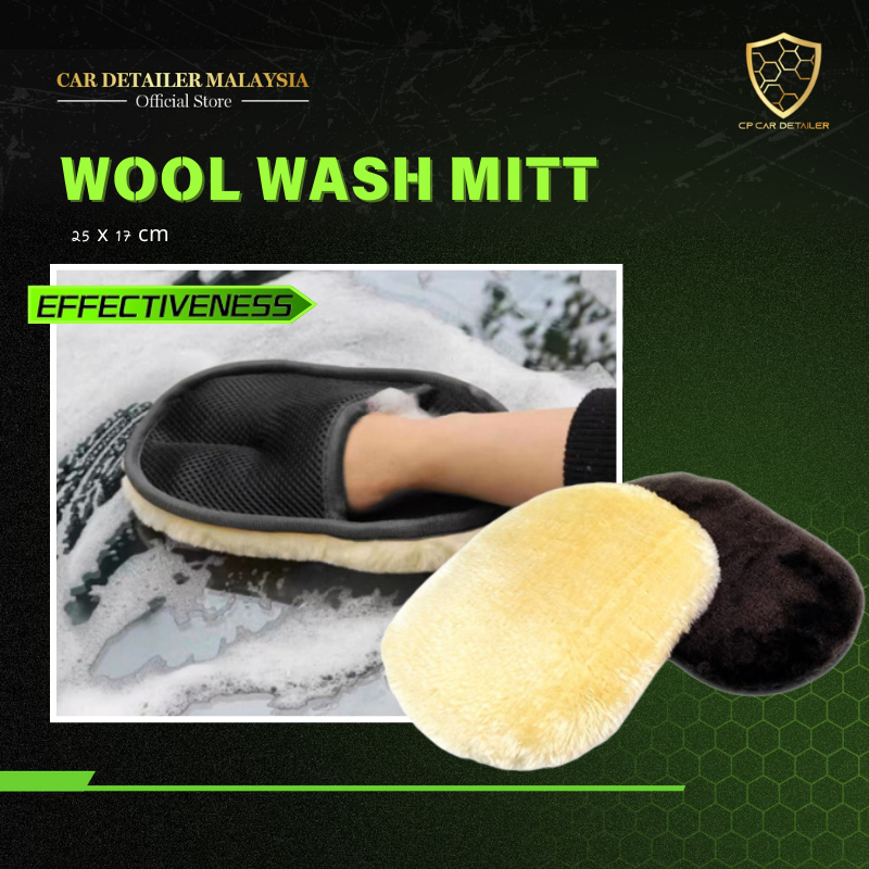 CAR Detailer【Car Wool Wash Mitt】Anti-Scratch Multifunction Wash Mitt Car Wash Accessories 羊毛洗车手套