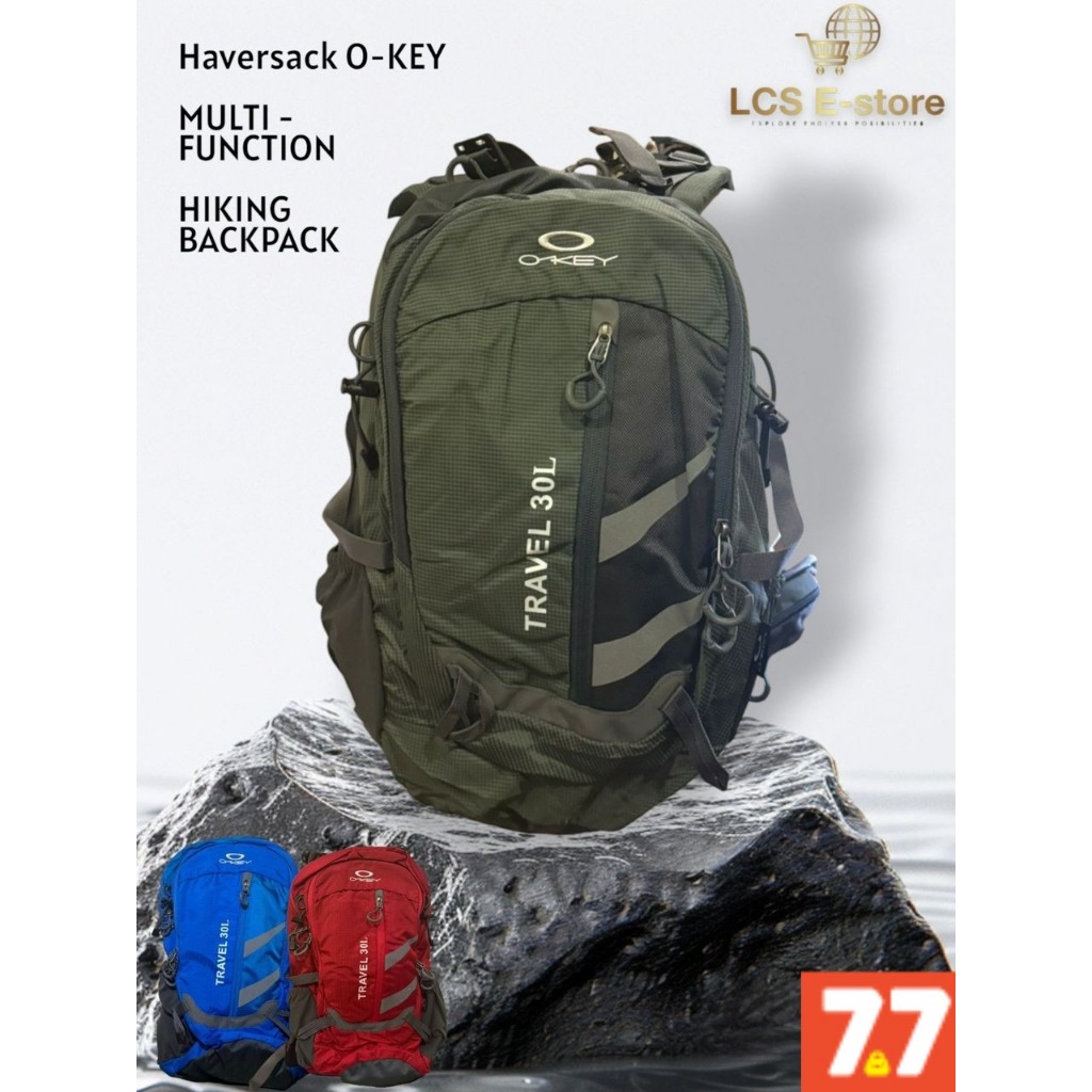 【READY STOCK】HAVERSACK O-KEY 30L Travel Waterproof Outdoor Hiking Backpack Knight Bag Shoulder Beg Travel Bags Camping