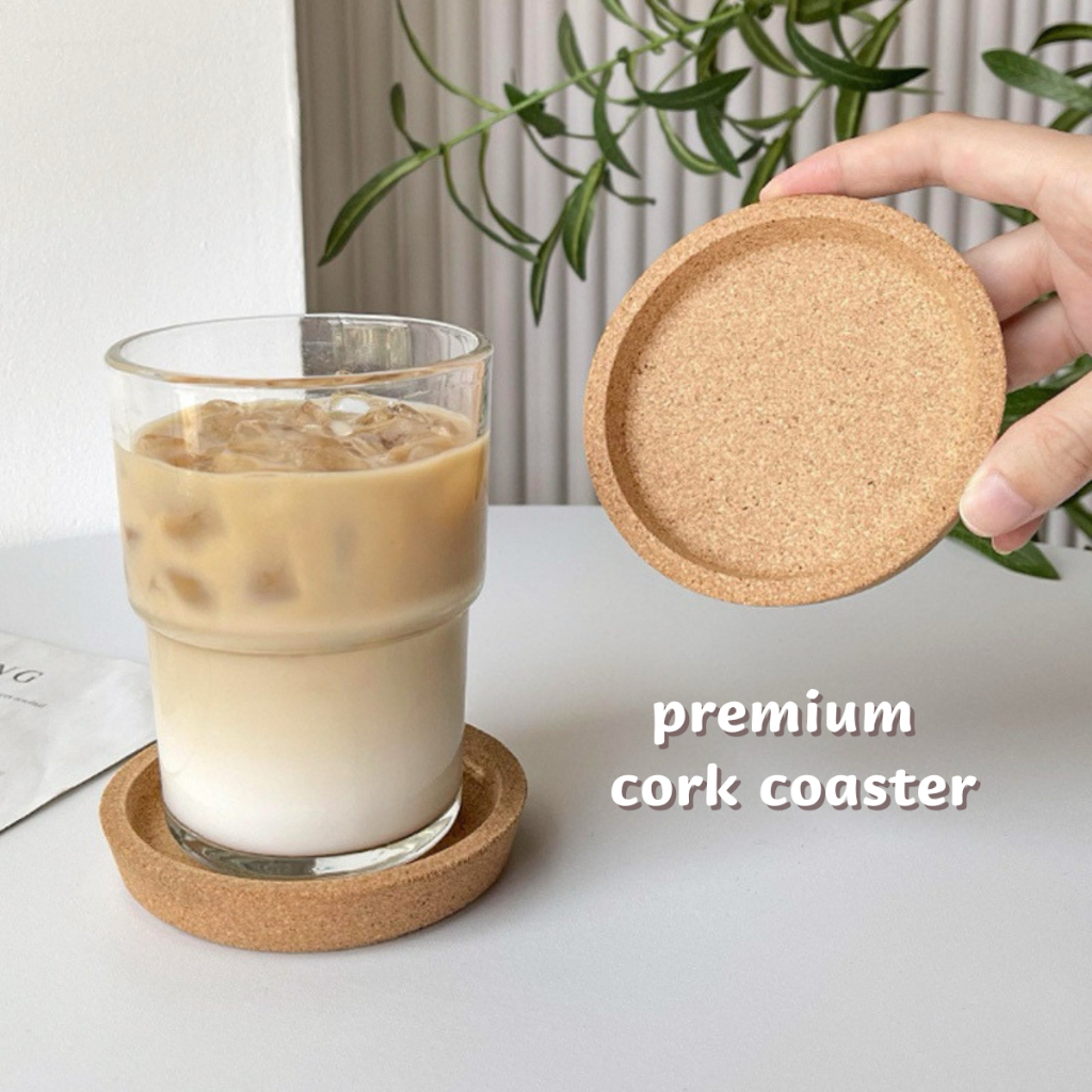 Premium coaster cup❤️ 18mm alas cawan aesthetic THICK Cork Coaster Tebal Cup Coaster Cawan Soft Wood Coaster 杯垫