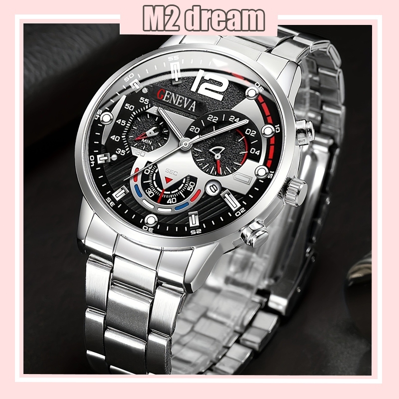 【READY STOCK】Men's Watch Fashion Steel Strap Business Watch Original Men's Quartz Watch Jam Tangan Lelaki