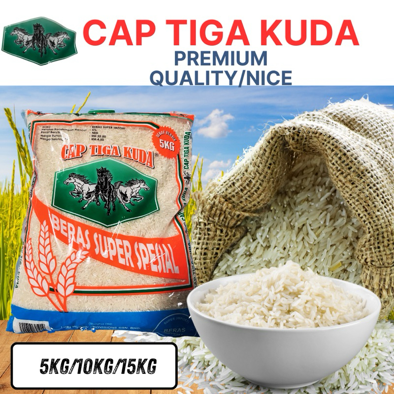 【 FACTORY OWN BRAND RICE】 CAP TIGA KUDA SUPER SPECIAL BRAND三只马米牌 一 5KG/10KG/15KG｜Lowest Price Guaranteed&Fast Delivery｜