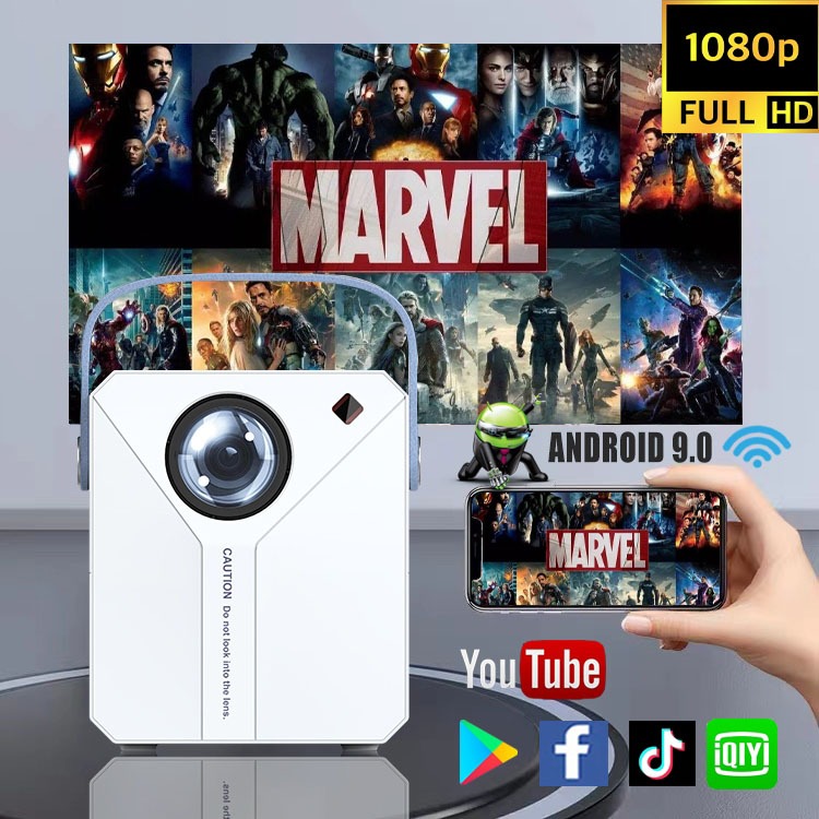 Android Projector For Room Murah Portable Home Theater Smart Phone Proyektor Wireless Bluetooth Projektor TV 安卓投影儀 便携投影機