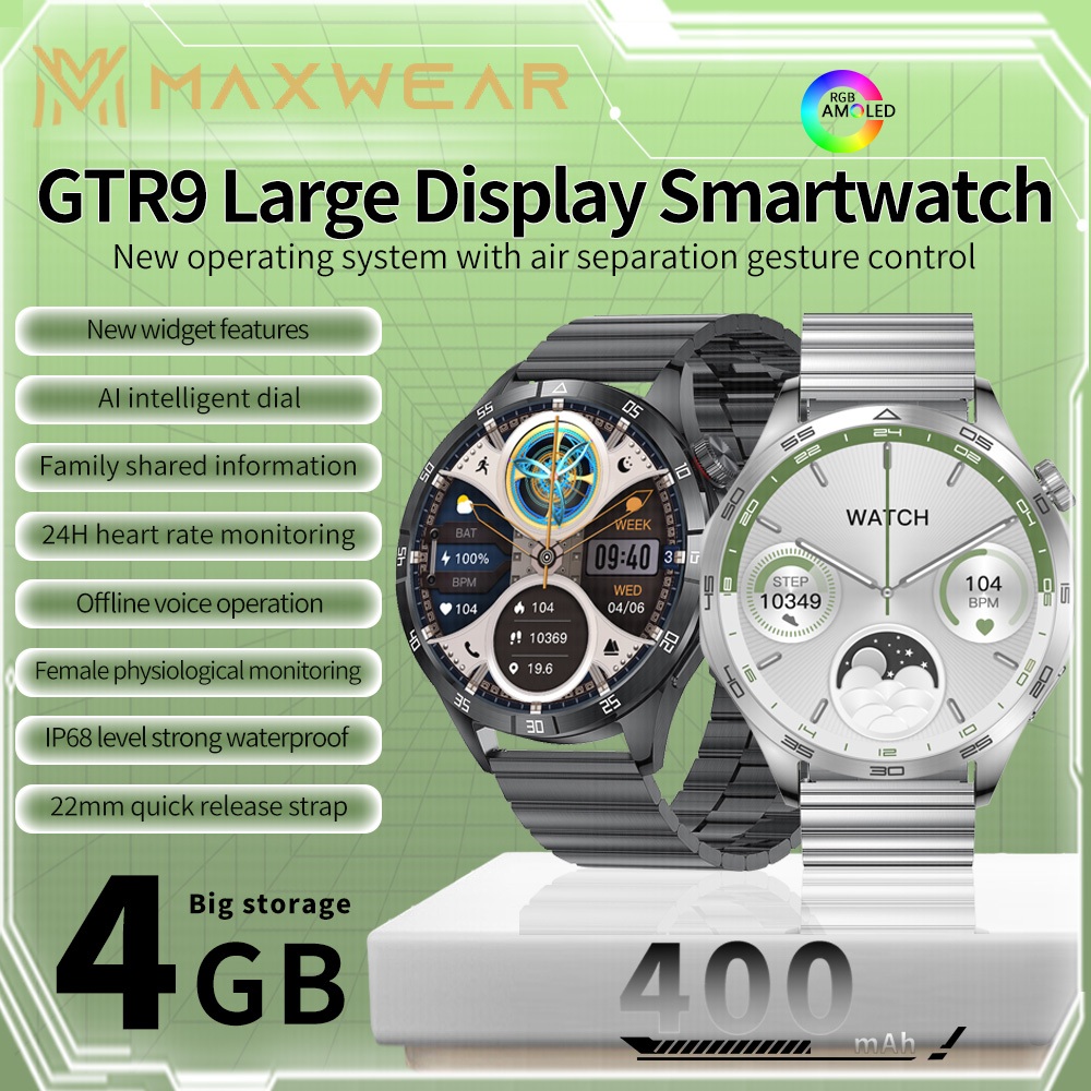 Maxwear GTR9 Smart watch 4GB Memory Dynamic Island Compass GPS Tracker Call NFC Swimming Sports