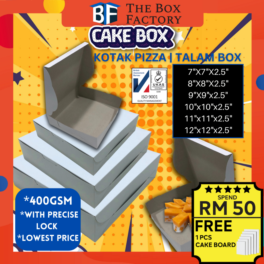 TBF Kotak Kuih Talam Box Cake Box EXTRA THICK Pizza Box / Kotak Kek Tapak Kuda Kek Kotak Kuih Lapis Kotak Donut