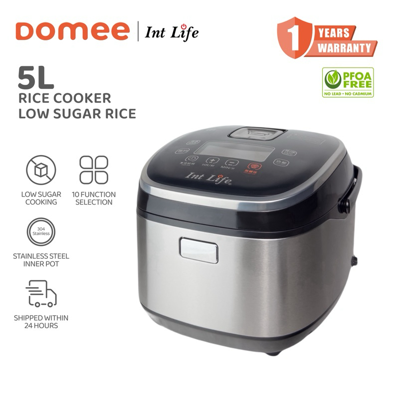 Int Life Rice Cooker Low Sugar Rice 5L Digital Touch Screen 10 Function Induction Heating Technology