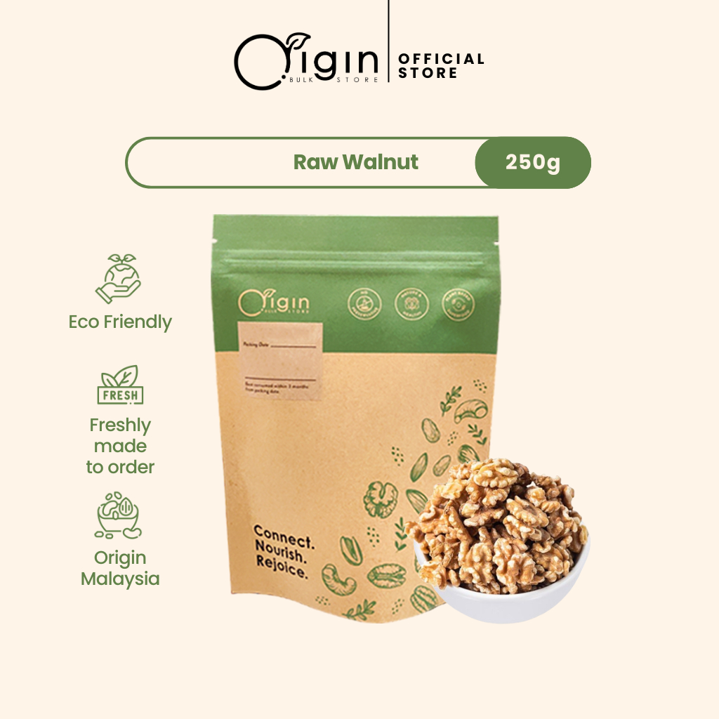 Origin Bulk Store Raw Nuts - Raw Walnuts (USA) 250g Big Pack Muslim Friendly