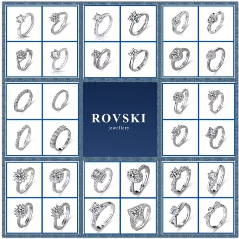 ROVSKI Korean Fashion Jewellery 925 Silver Ring Original ( Adjustable)