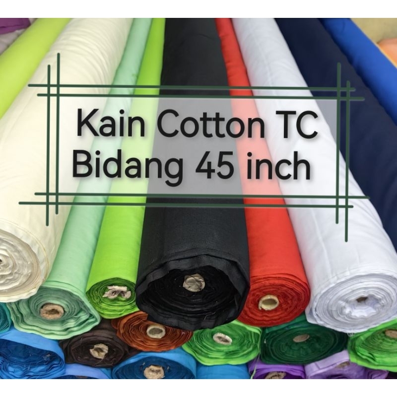 ‼️Open Meter‼️Kain Cotton TC Plain Bidang 45 inch(114CM) Tetron Cotton Poplin, Kain Kelamen, Kain Kraftangan