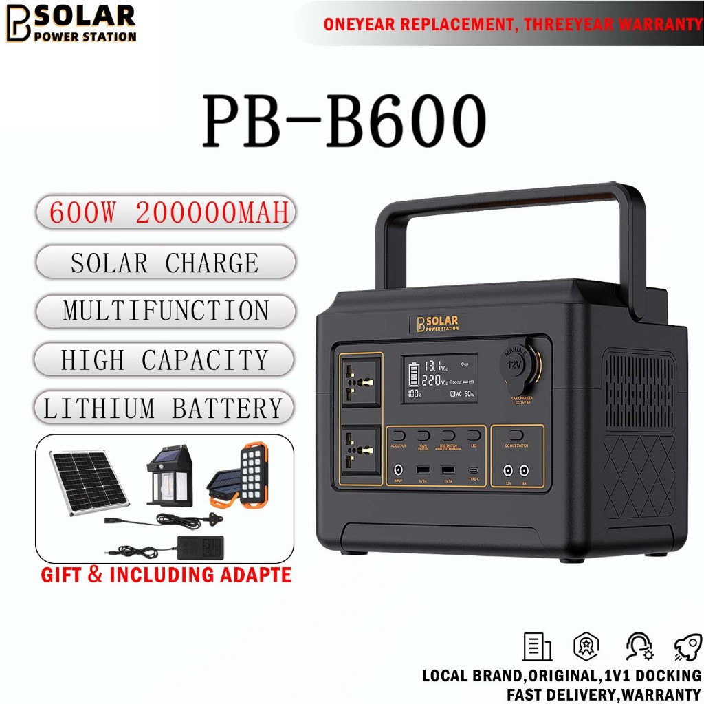 PB Power Station 200000mAh 600W 600WH lithium battery Portable Powerbank Solar Generator Multi-function Solar Panel