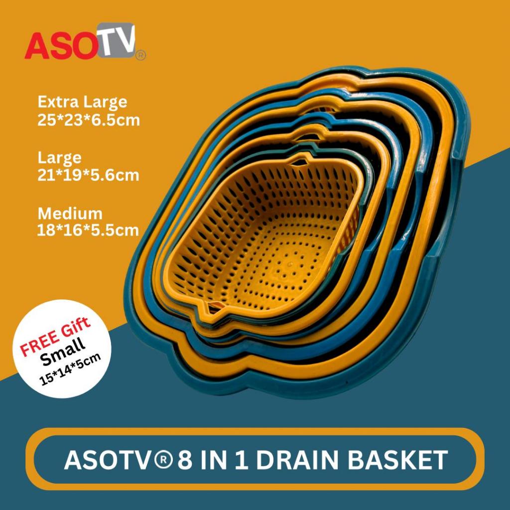 ASOTV® 8 in 1 Drain Basket Fruit Vegetables Strainer Rinse Penapis Bakul Cuci Sayur Penyaring Sayur 1455