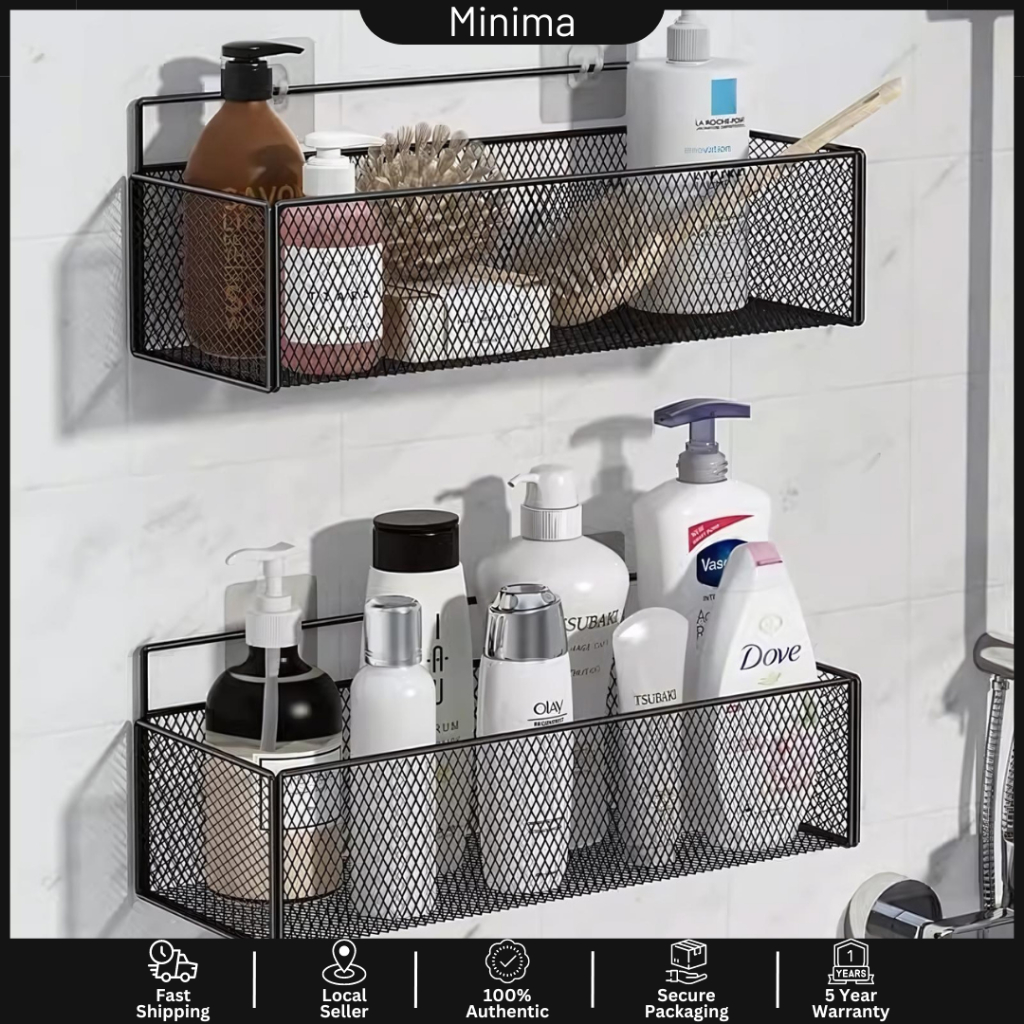 MINIMA SteelSeries Bathroom Shelf Toilet Rack Accessories Towel Hang Wall Dinding Rak Bilik Mandi