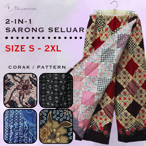 (SIZE S - 2XL) 2-IN-1 Sarong Pants / Adult Pants Sarong / Sarong Balinese Batik / Motif Pants