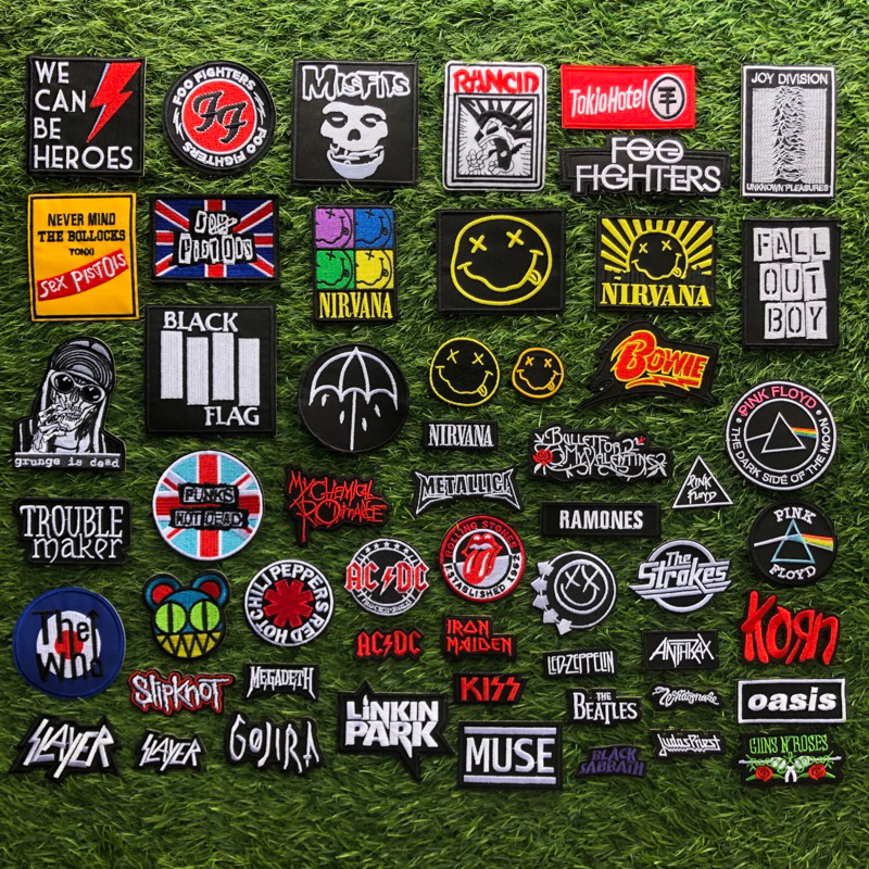 ✨Ready Stock✨ Iron On Fabric Patch Band Korn Kiss ACDC Nirvana MCR Ramones Slayer Led Zeppelin The Beatles Linkin Park