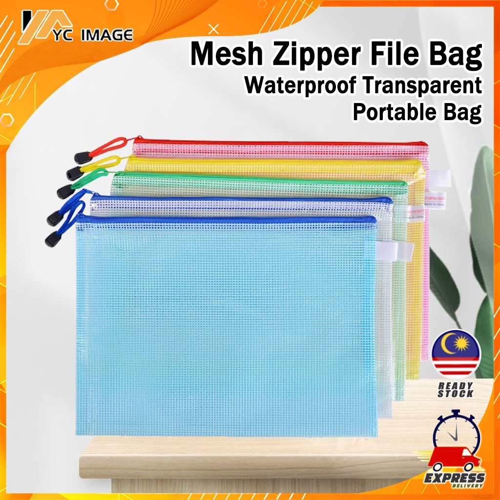 A3,A4,A5,A6,B4,B5 Mesh Zipper File Zipper Bag Zip Bag Waterproof Transparent Portable Bag Office School Supplies