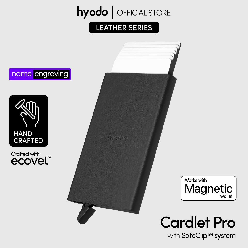 hyodo [Leather Series] Cardlet Pro - ecovel™ (Magnetic compatible, Leather, anti-RFID Wallet, Smart Card Wallet Holder)