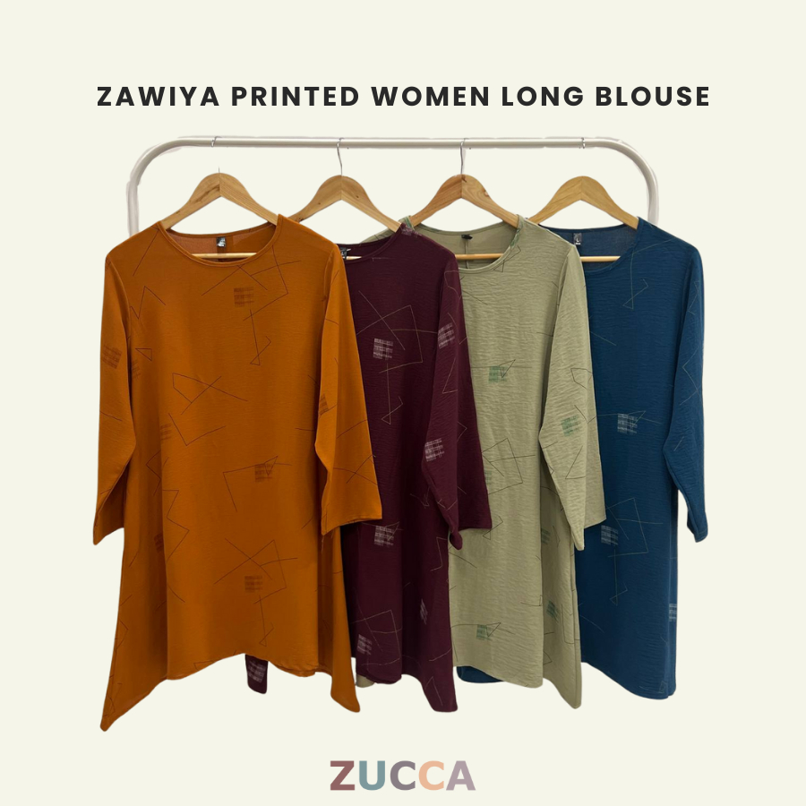 ZUCCA ZAWIYA PRINTED WOMEN LONG BLOUSE - ZW445(A) 8730-66 BAJU MUSLIMAH WANITA Cotton Long Sleeve