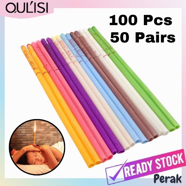 OULISI 100pcs Ear Candle Lilin Telinga Resdung Spa Beauty Relax Candling Therapy Aromatherapy Aroma 直筒耳烛熏香放松