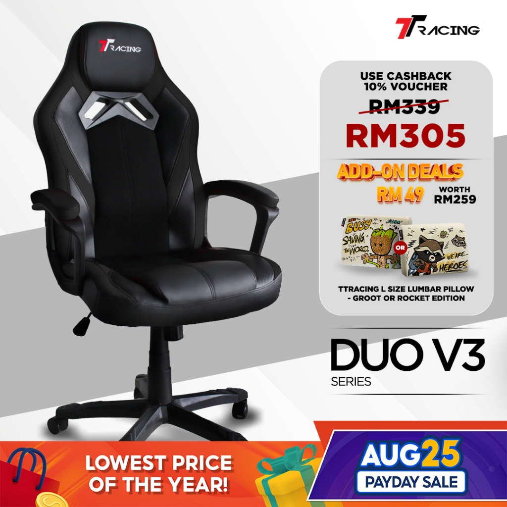 TTRacing Duo V3 Duo V4 Pro Gaming Chair Office Chair Kerusi Gaming - 2 Years Official Warranty