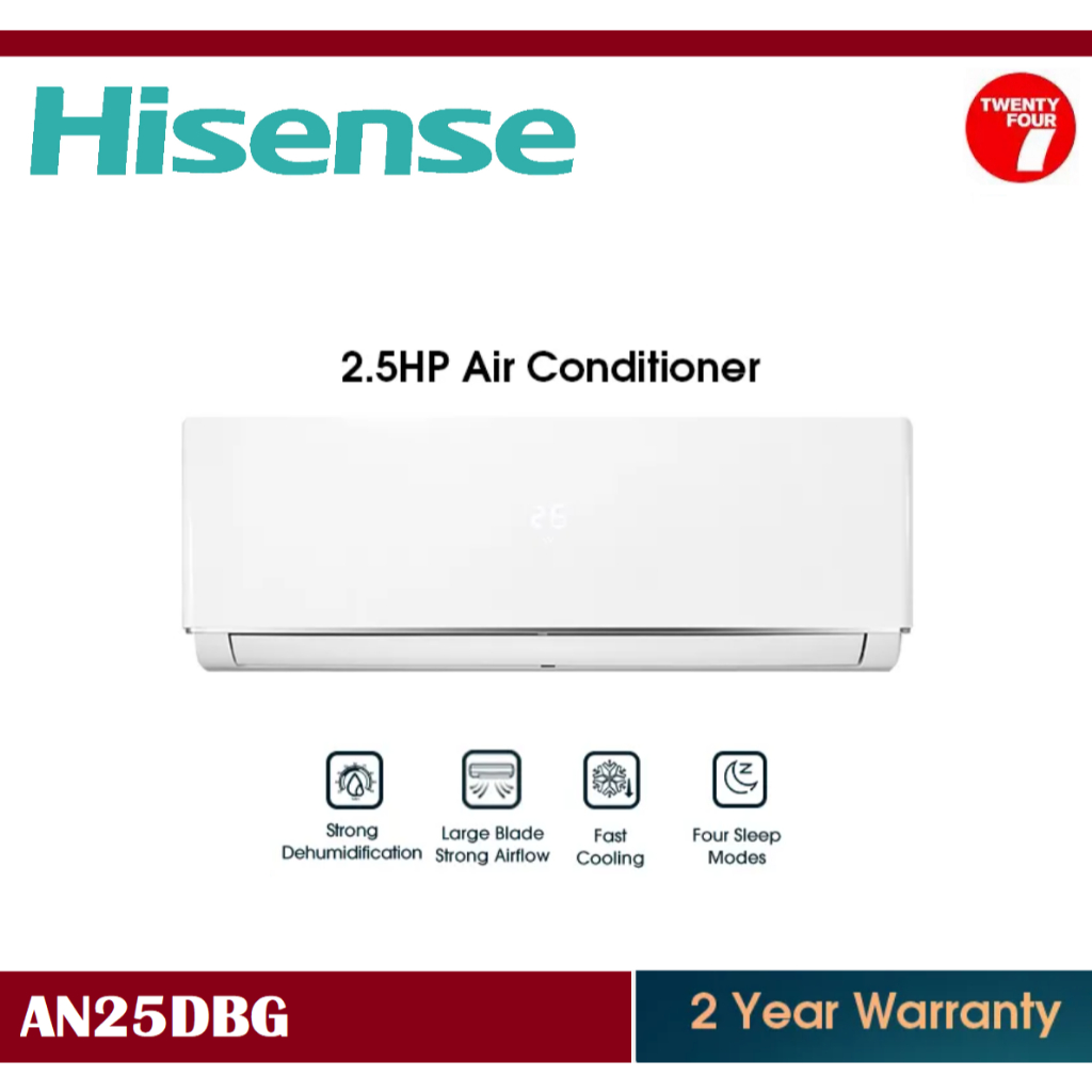 [ Delivered by Seller ] HISENSE 2.5HP Standard Non-Inverter Air Conditioner / Aircond / Air Cond R32 空调 (2.5HP) AN25DBG