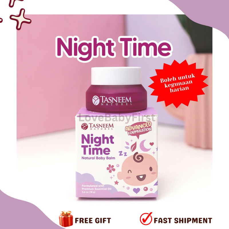 Tasneem Night Time SleepTime Baby Balm untuk Anak Susah Tidur Jaga Malam Kerap Terjaga dan Bayi Tidur Lena