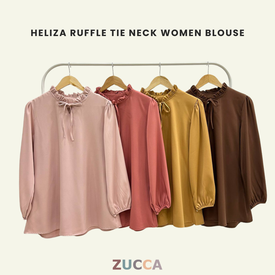 ZUCCA HELIZA RUFFLE TIE NECK WOMEN BLOUSE - ZW475 862738 BAJU WANITA LONG SLEEVE